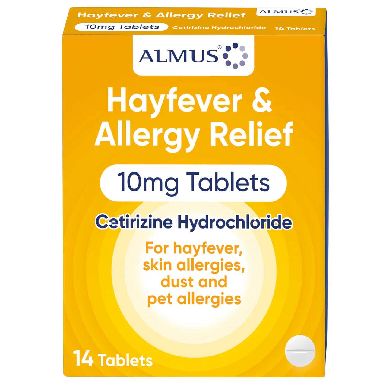 Almus Hayfever & Allergy Relief Cetirizine 10mg 14 Tablets