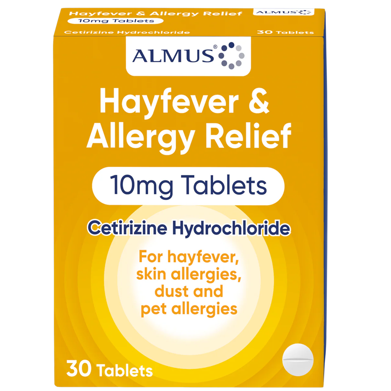Almus Hayfever & Allergy Relief Cetirizine 10mg 30 Tablets