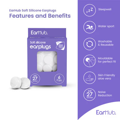 EarHub Sleepwell Premium Silicone Earplugs With Aloe Vera 6 Pairs - Image 5