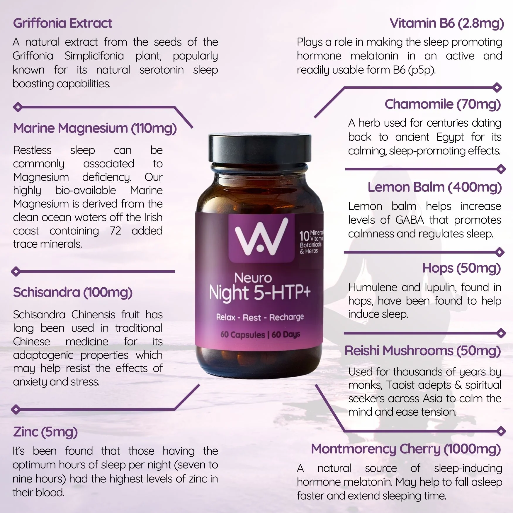Well. Actually. Neuro Night 5-HTP+ Nutritional Sleep Support, 10 Ingredients 60 Capsules - Image 5