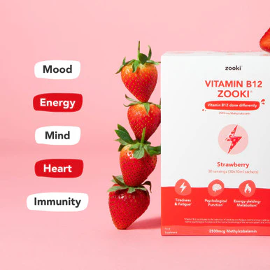 Zooki Liposomal Vitamin B12 2500mcg, Strawberry Flavour 10ml, 30 Sachets - Image 5